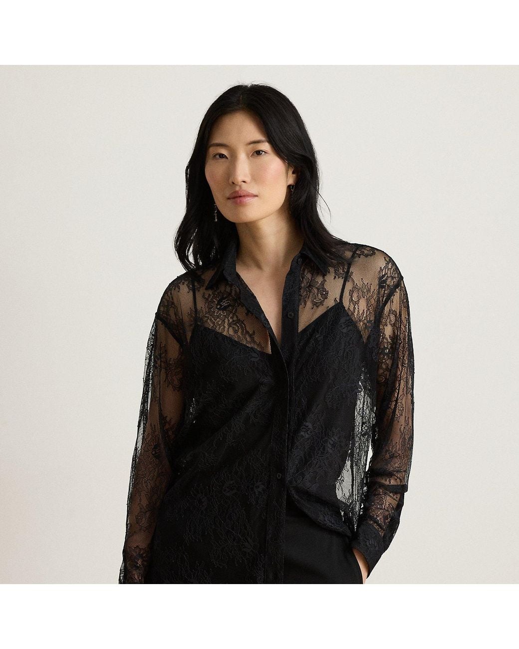Ralph Lauren Black Ralph Relaxed Fit Floral Lace Shirt