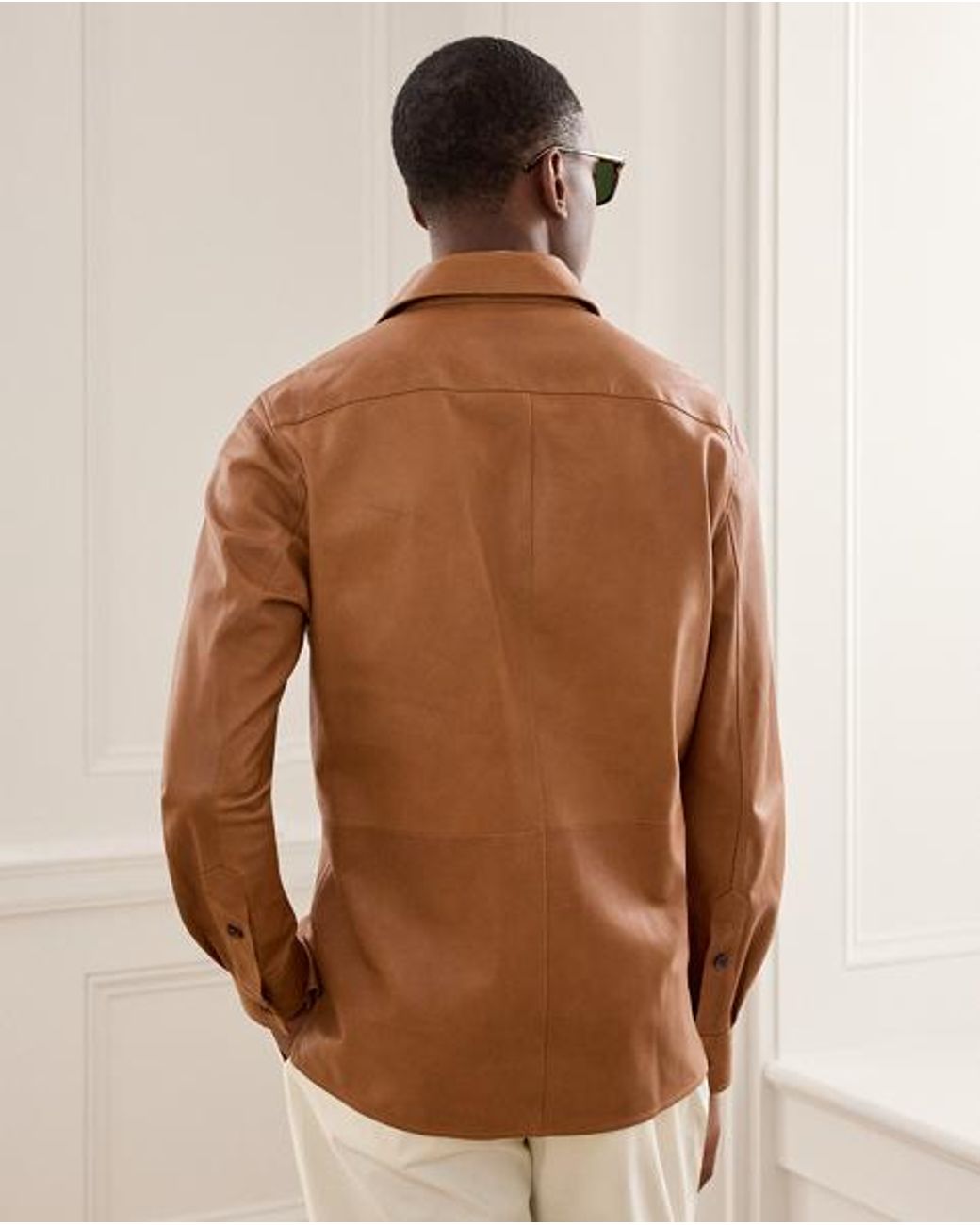 Ralph Lauren Brown Leather Overshirt for men