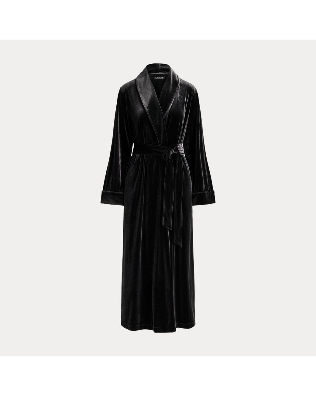 Ralph Lauren Black Velvet Long Shawl-Collar Robe