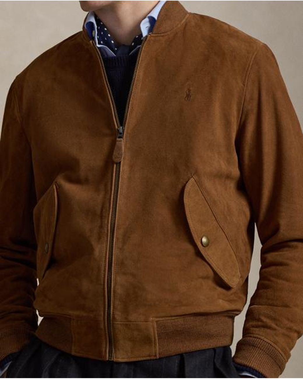 Polo Ralph Lauren Brown Suede Flight Jacket for men