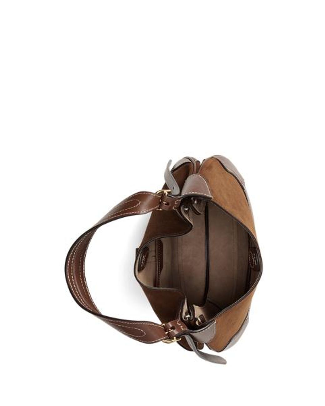Polo Ralph Lauren Brown Small Polo Id Suede-Leather Shoulder Bag