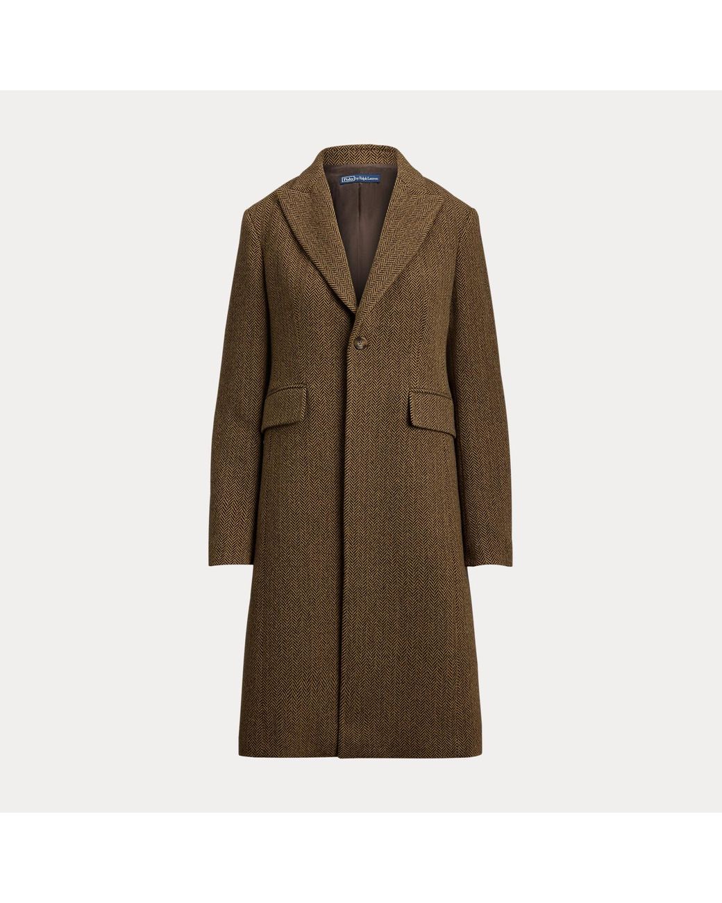 Polo Ralph Lauren Blue Wool-Blend Herringbone Coat