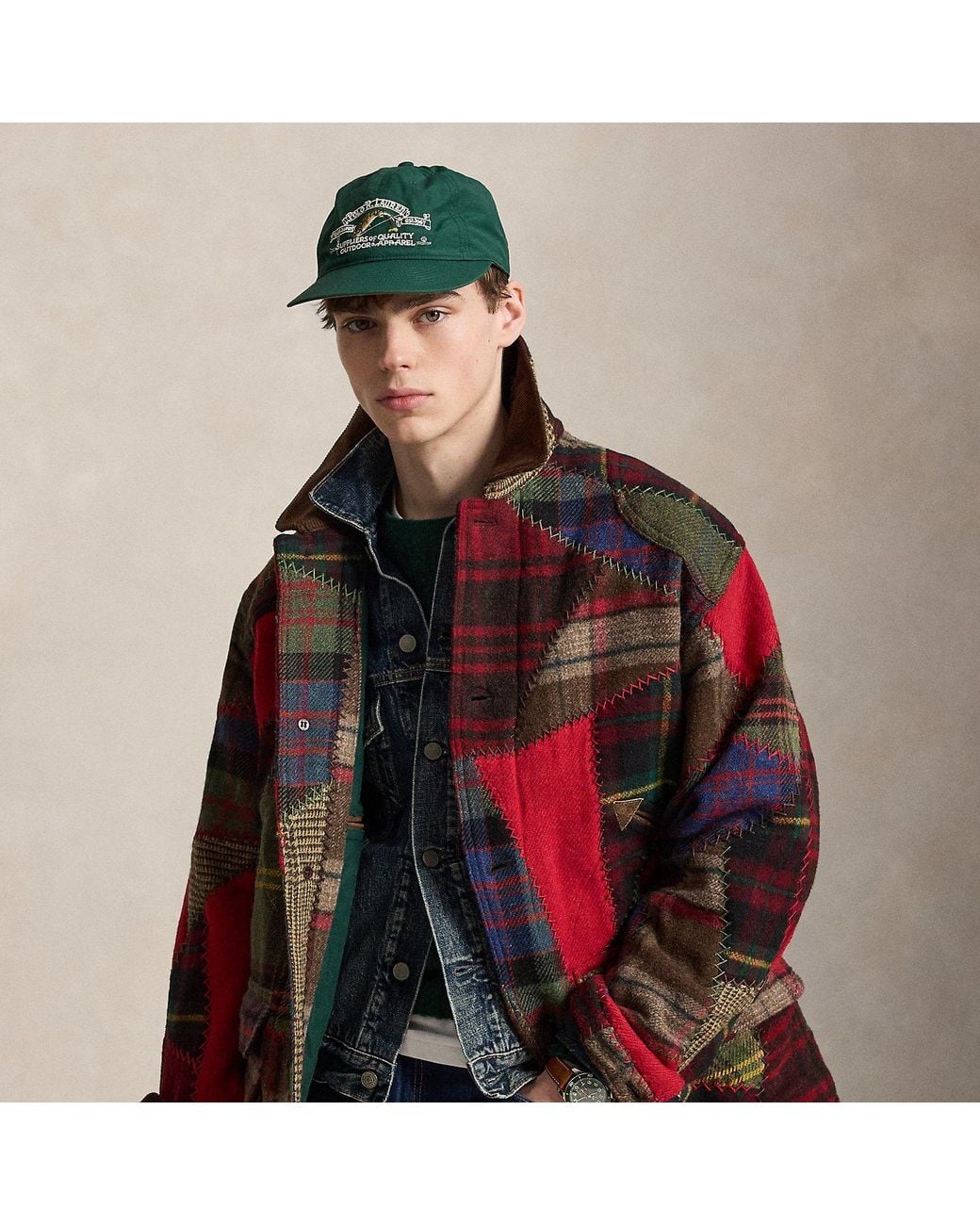 Polo Ralph Lauren Green Patchwork Wool-Alpaca Utility Jacket for men