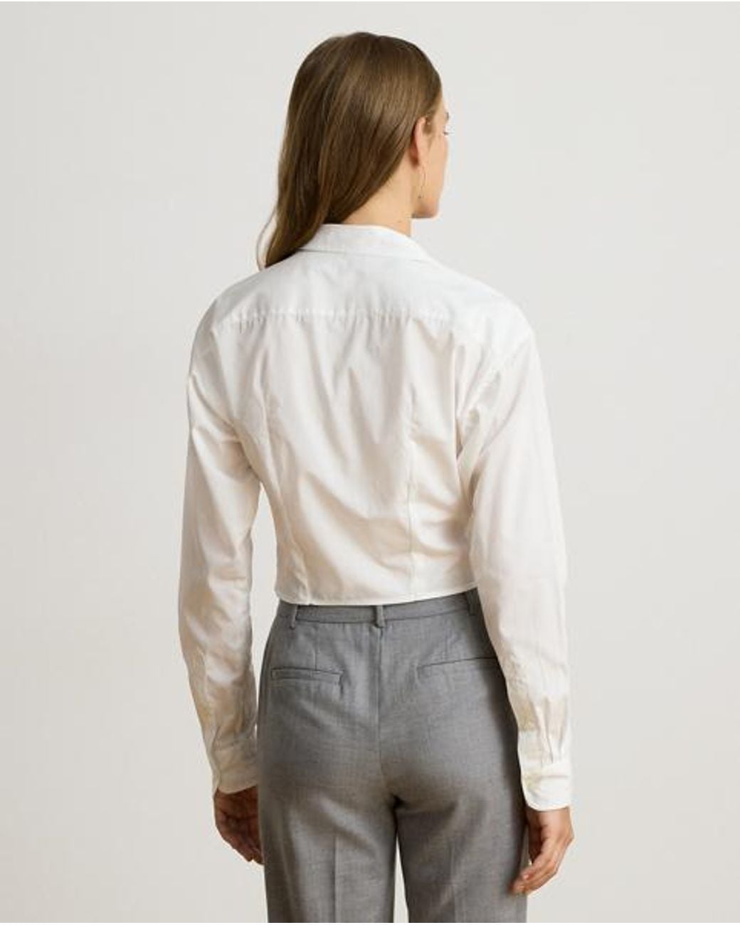 Ralph Lauren White Tie-Front Broadcloth Cropped Shirt