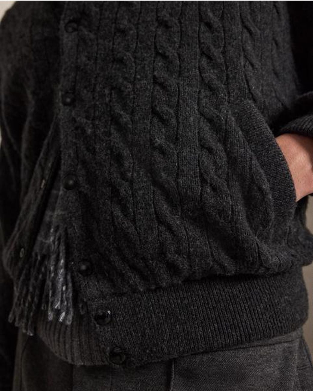 Polo Ralph Lauren Black Ralph Lauren Relaxed Fit Cable-Knit Sweater Jacket for men