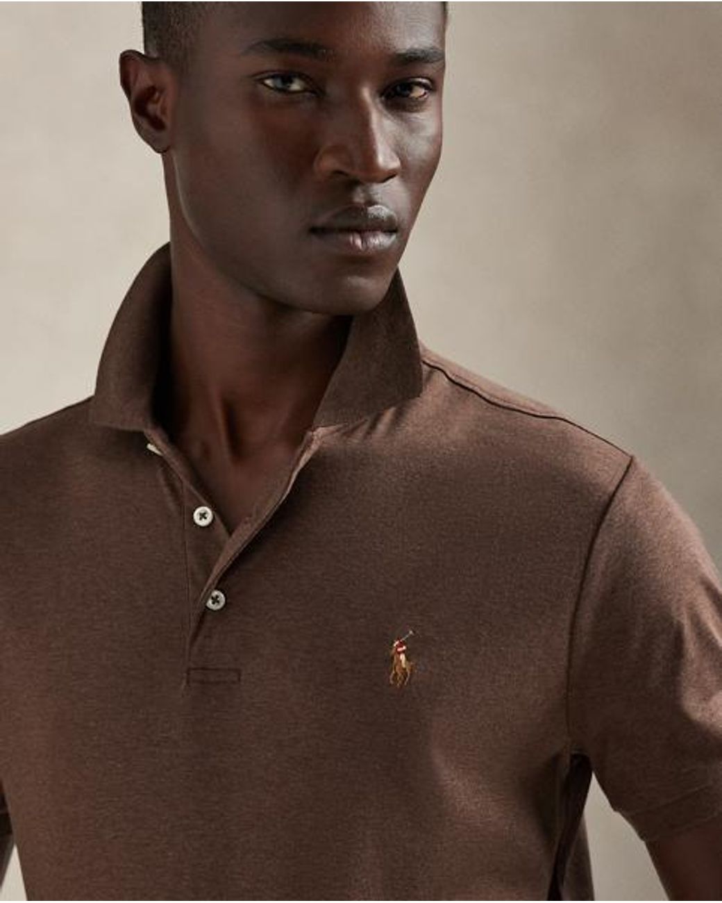 Polo Ralph Lauren Brown Custom Slim Fit Soft Cotton Polo Shirt for men