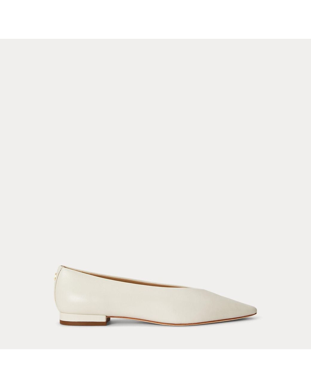 Ralph Lauren Natural Audri Nappa Leather Ballet Flat