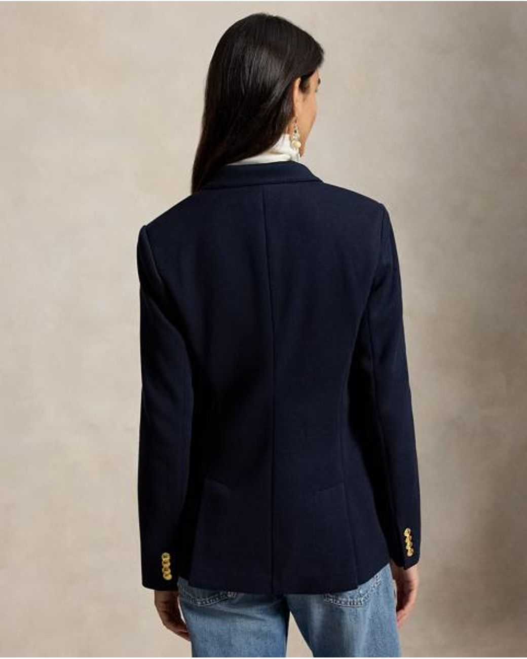 Polo Ralph Lauren Blue Double-Breasted Knit Blazer