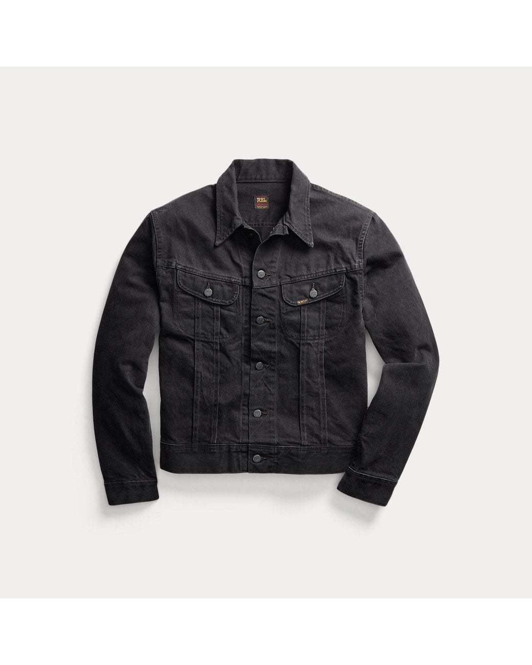 RRL Worn-in Black Denim Trucker Jacket for men