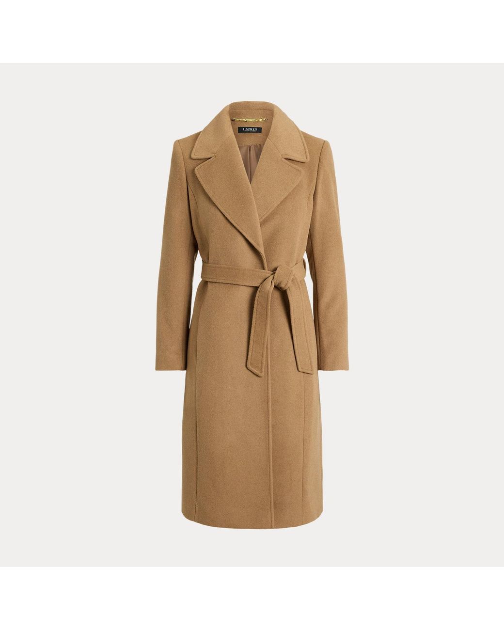 Ralph Lauren Natural Belted Wool-Blend Wrap Coat