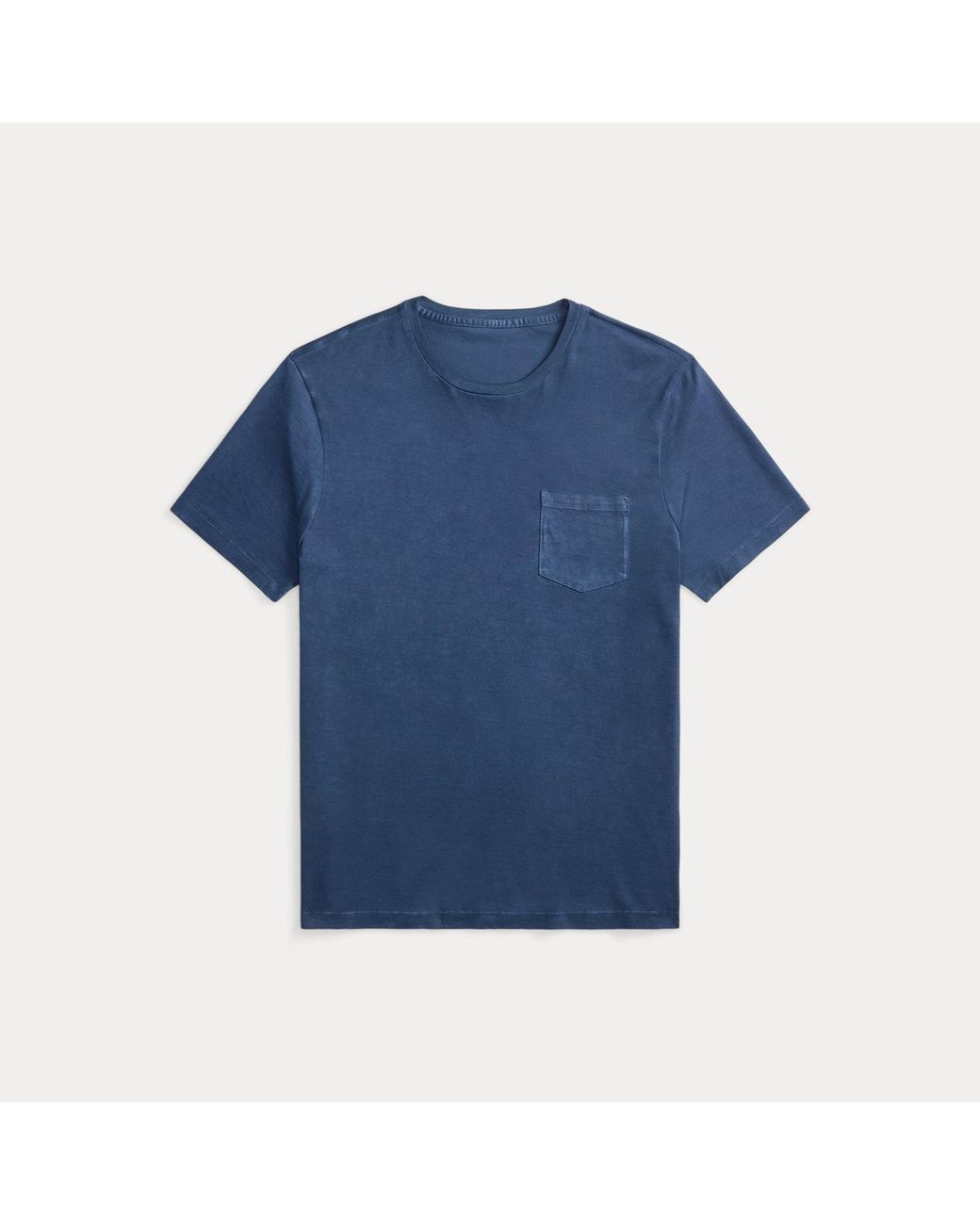 Ralph Lauren Blue Garment-Dyed Jersey Pocket T-Shirt for men