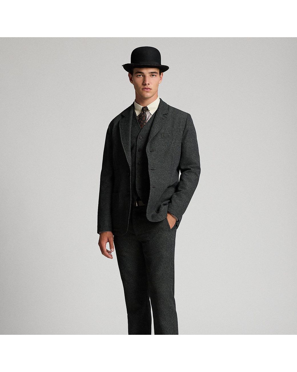 RRL Gray Slim Fit Wool-Cotton Herringbone Pant for men