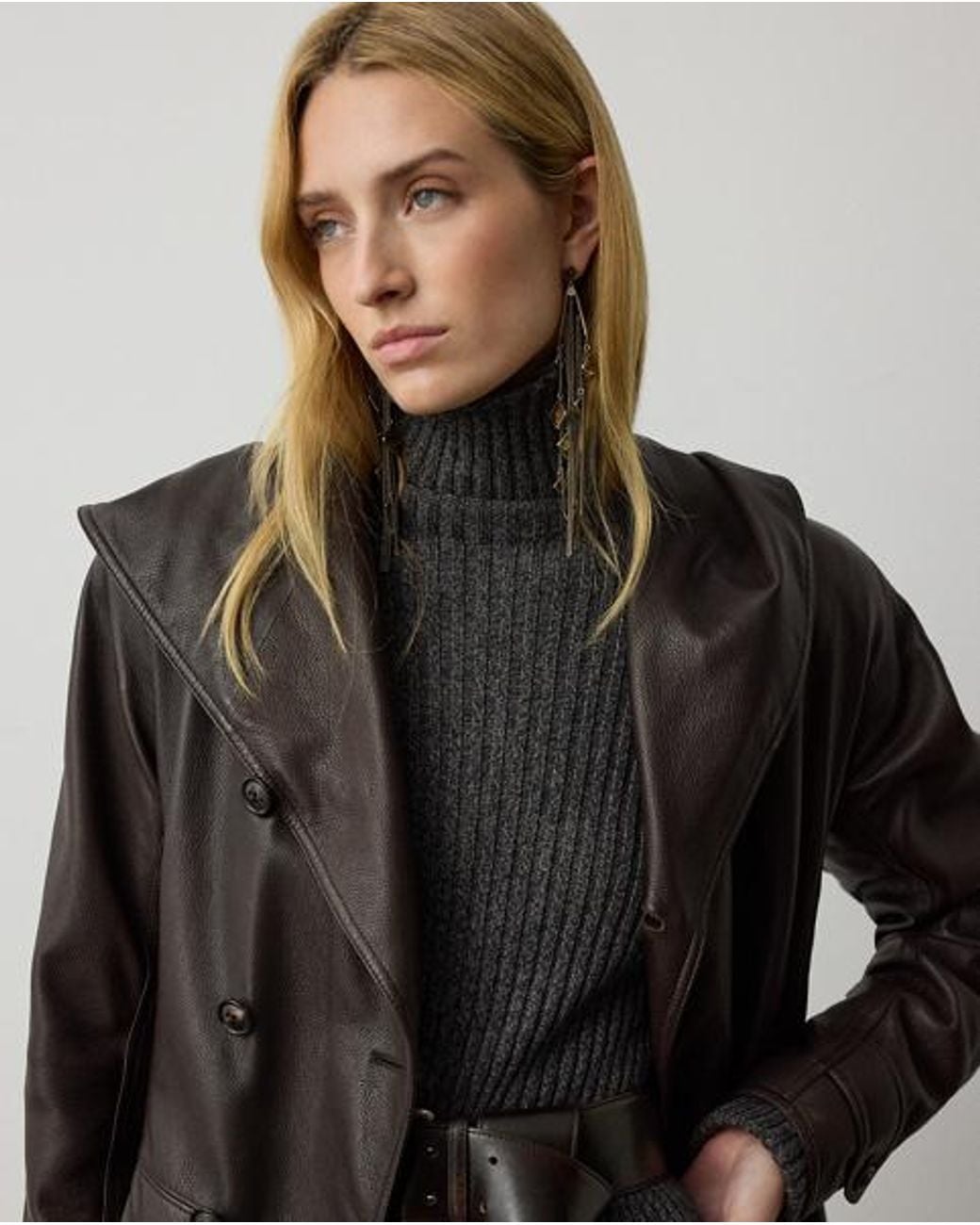 Ralph Lauren Black Silk-Blend Mouliné Tunic Jumper