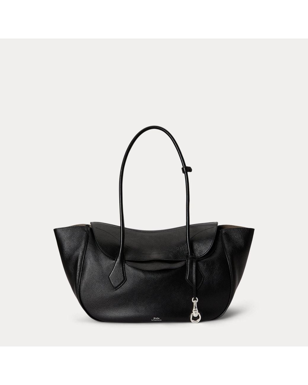 Polo Ralph Lauren Black Polo Blaze Leather Large Shoulder Bag