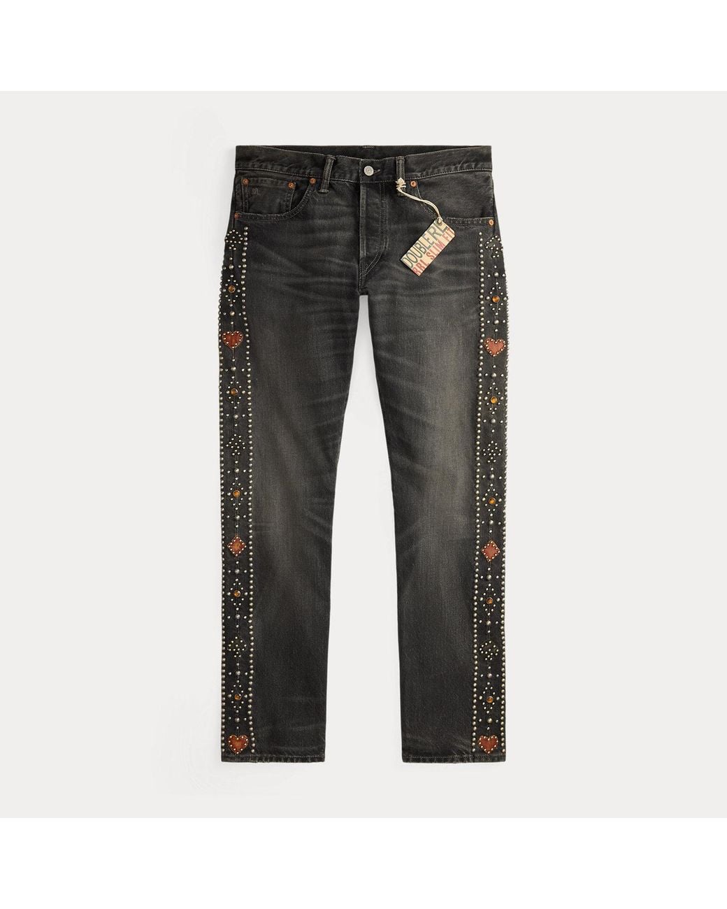 RRL Metallic Slim Fit Studded Jeans for men