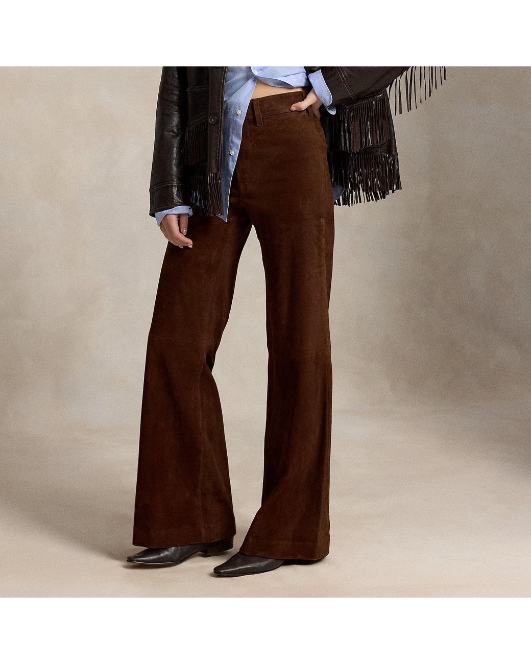 Ralph Lauren Brown Beaton Suede Trouser