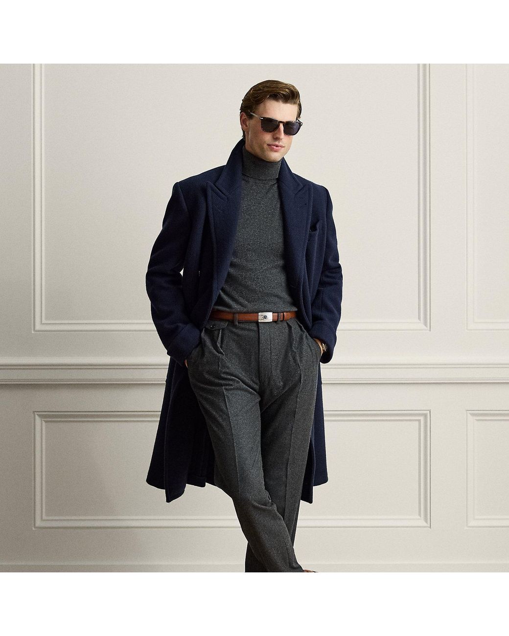 Ralph Lauren Blue Gregory Hand-Tailored Flannel Trouser for men