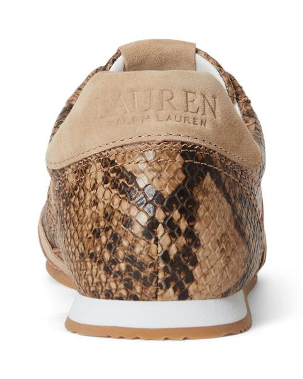 Ralph Lauren Brown Dani Python-Embossed Low-Profile Trainer