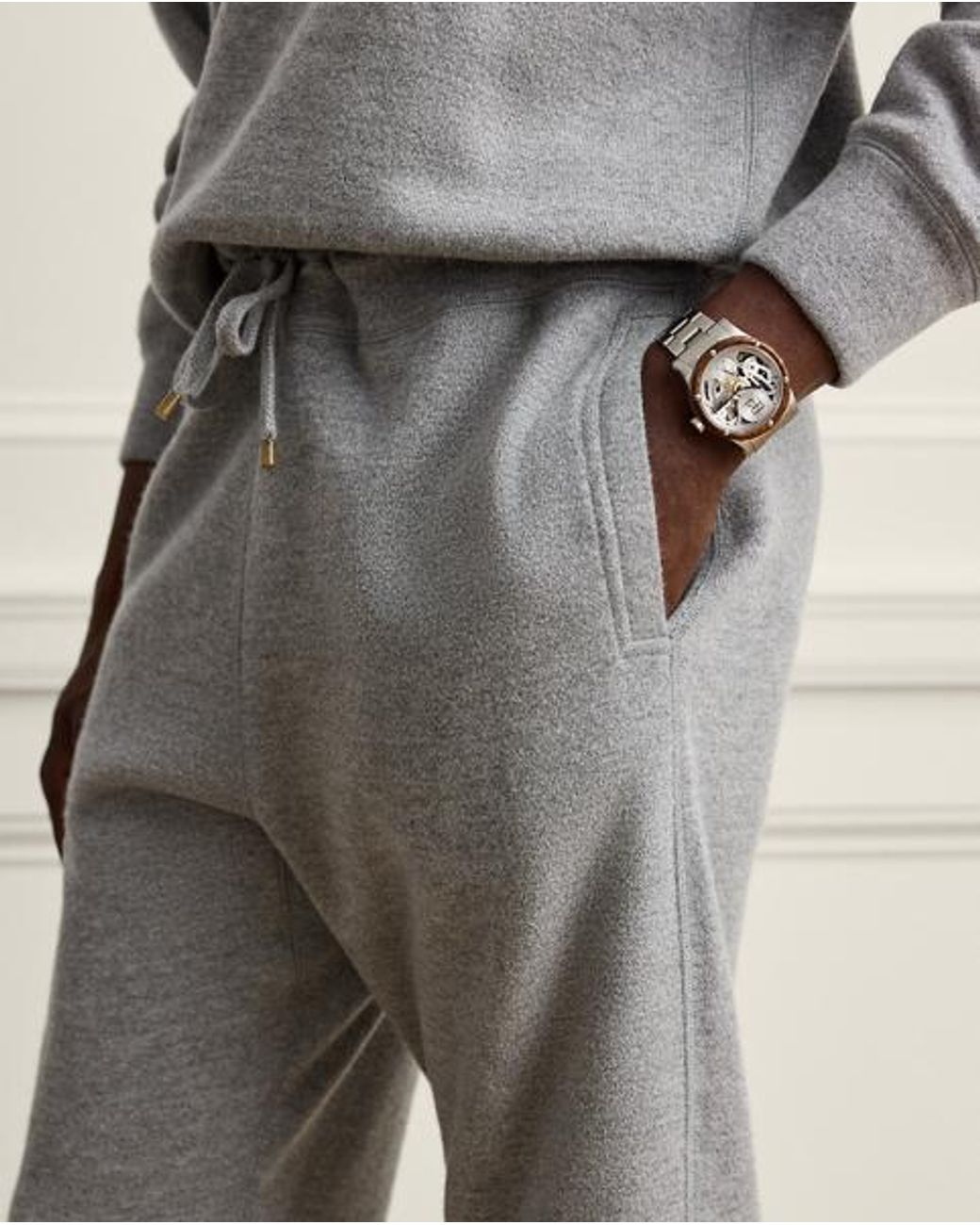 Ralph Lauren Black Wool-Cashmere Jogging Bottoms for men