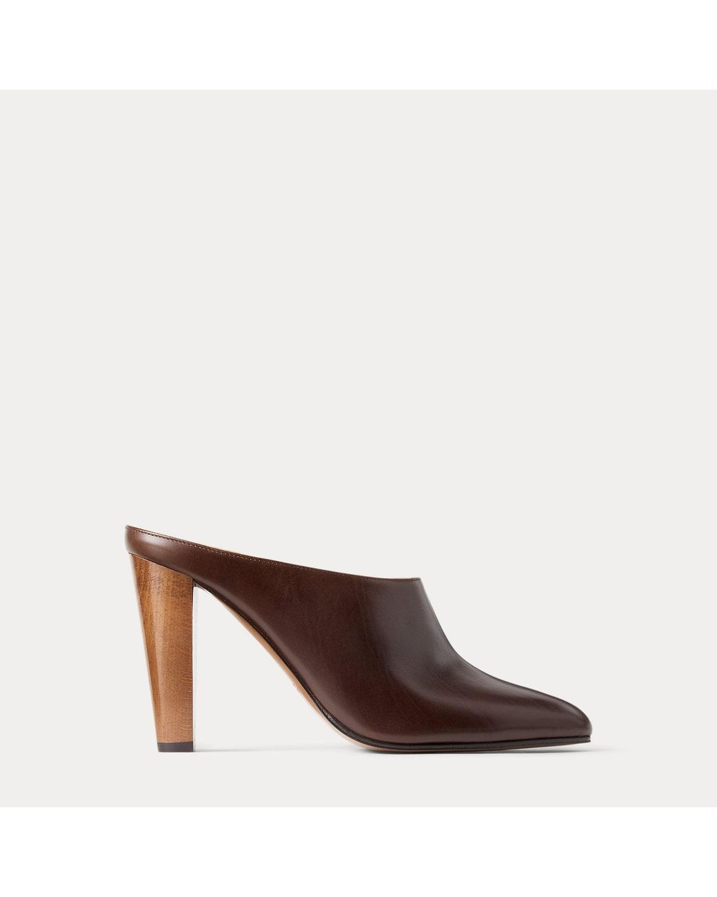 Ralph Lauren Brown Ashtyn 95 Mm Calfskin Mule