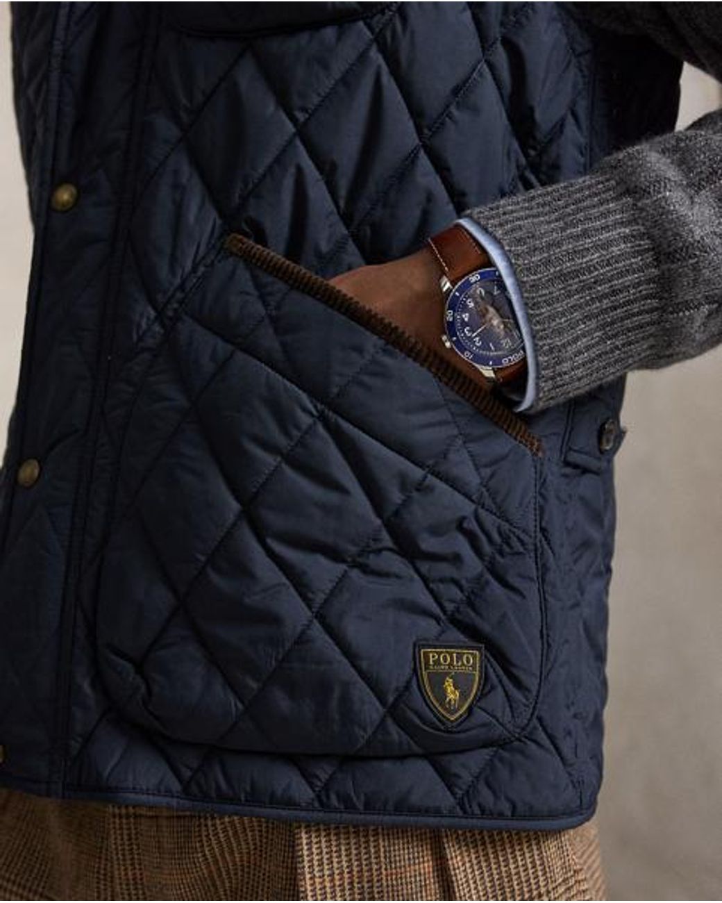 Polo Ralph Lauren Blue The Beaton Quilted Utility Gilet for men