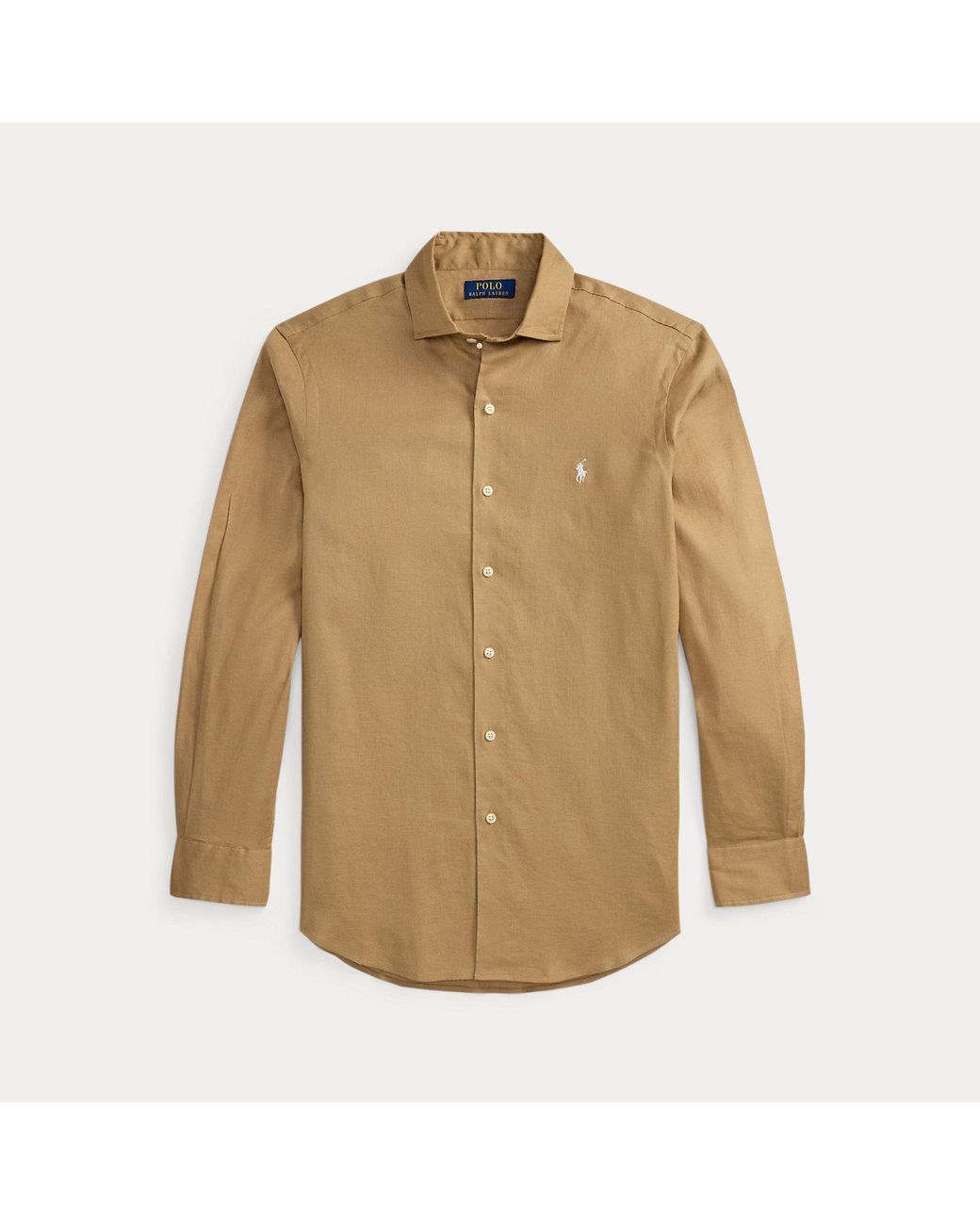Polo Ralph Lauren Brown Custom Fit Linen-Blend Shirt for men