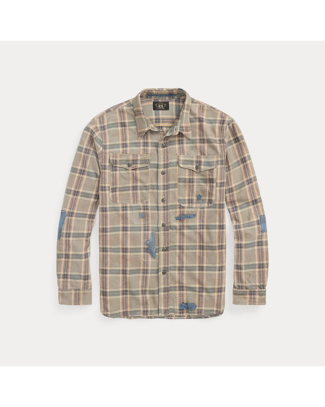 RRL Repaired Plaid Twill Workshirt in Natural for Men | Lyst UK