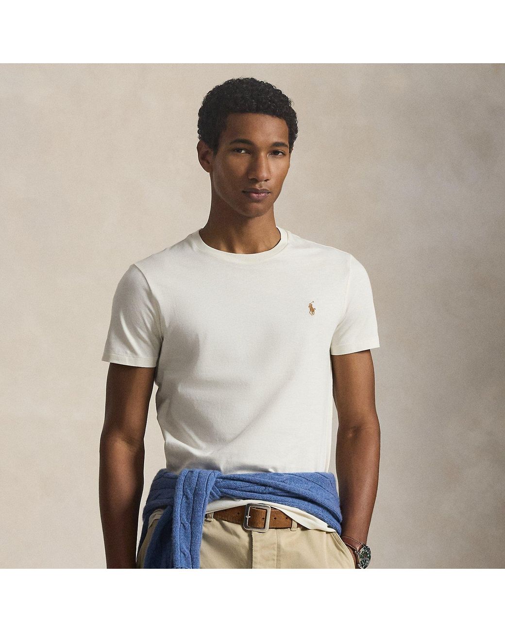 Polo Ralph Lauren Natural Custom Slim Fit Jersey Crewneck T-Shirt for men