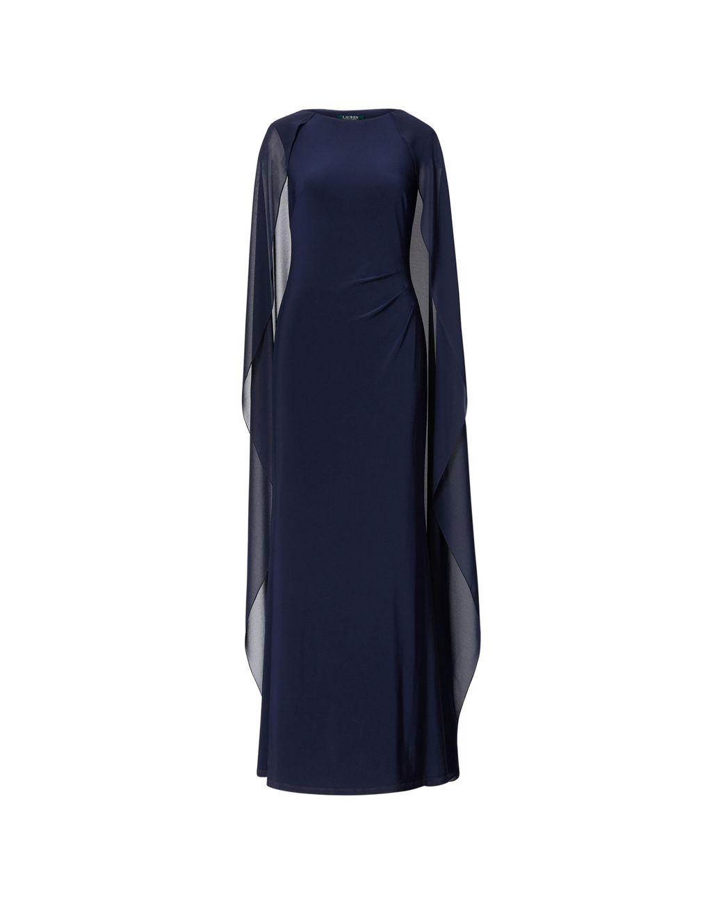 Ralph Lauren Georgette-cape Jersey Gown in Blue | Lyst