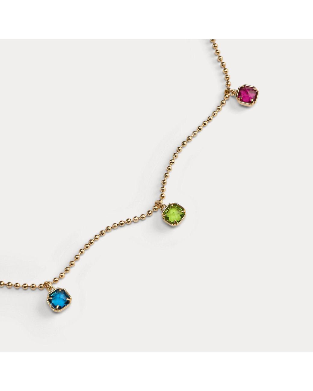 Ralph Lauren Natural Plated Bezel Stone Station Necklace
