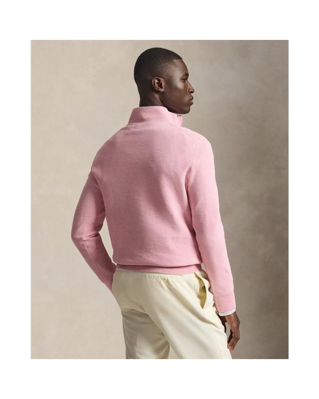 Polo Ralph Lauren Pink Mesh-Knit Cotton Quarter-Zip Sweater for men