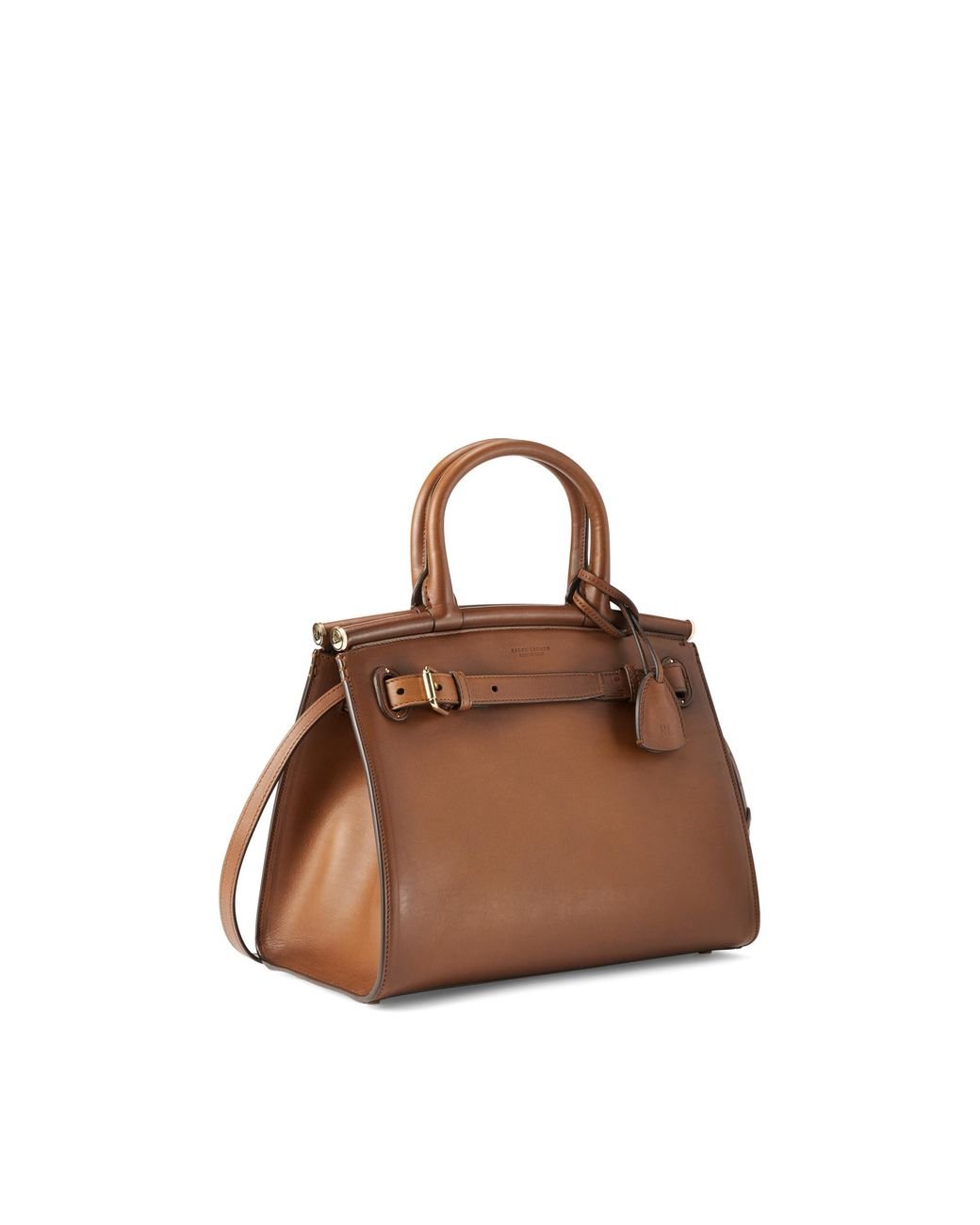 Ralph Lauren Collection Leather Burnished Medium Rl50 Handbag in rl Gold  (Brown) | Lyst