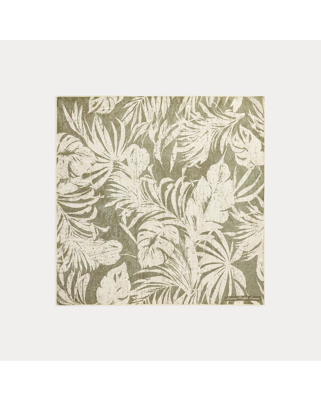 Ralph Lauren Green Palm-Frond-Print Silk Square Scarf