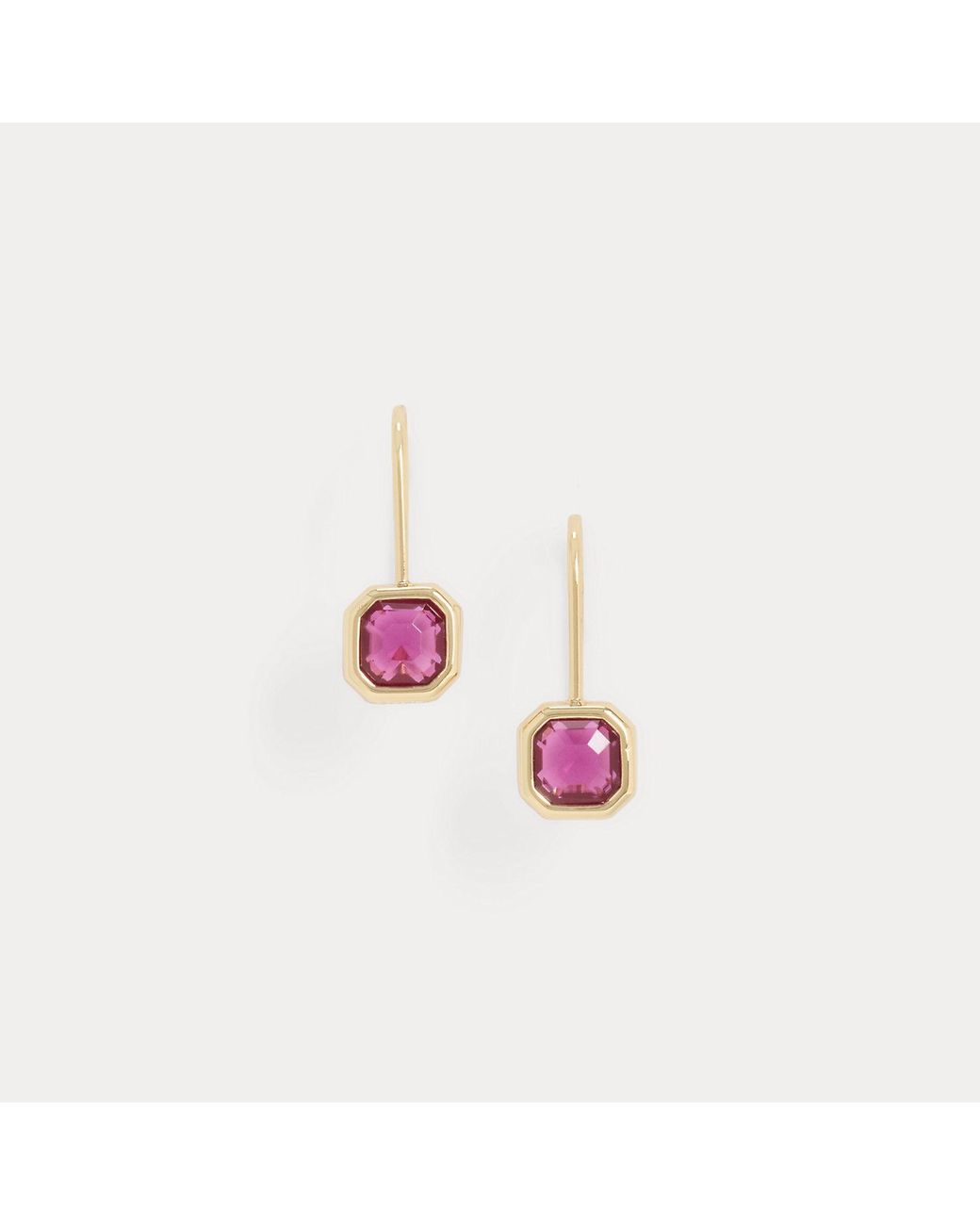 Ralph Lauren Brown Plated Bezel-Stone Drop Earrings