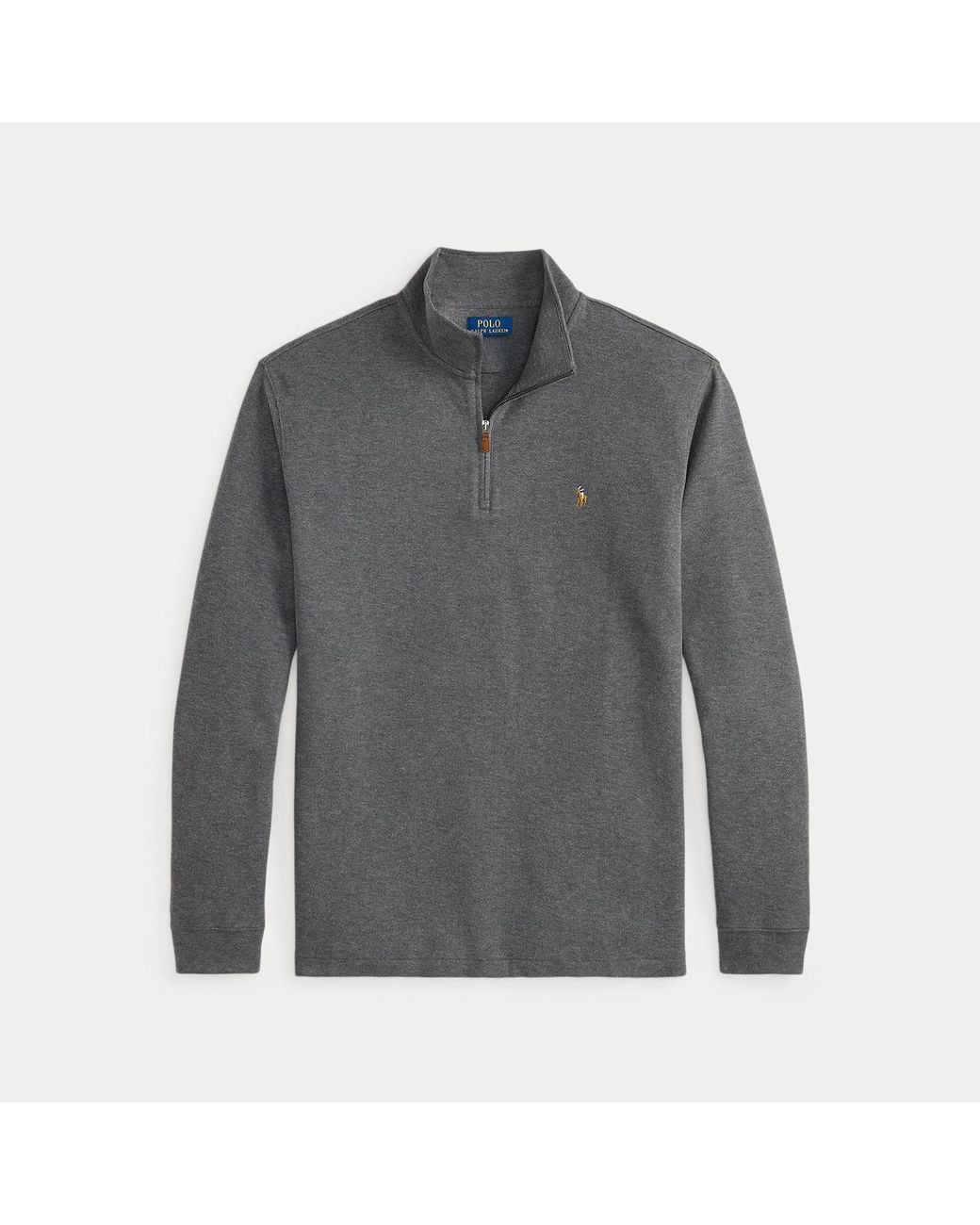 Ralph Lauren Gray Estate-Rib Quarter-Zip Pullover for men