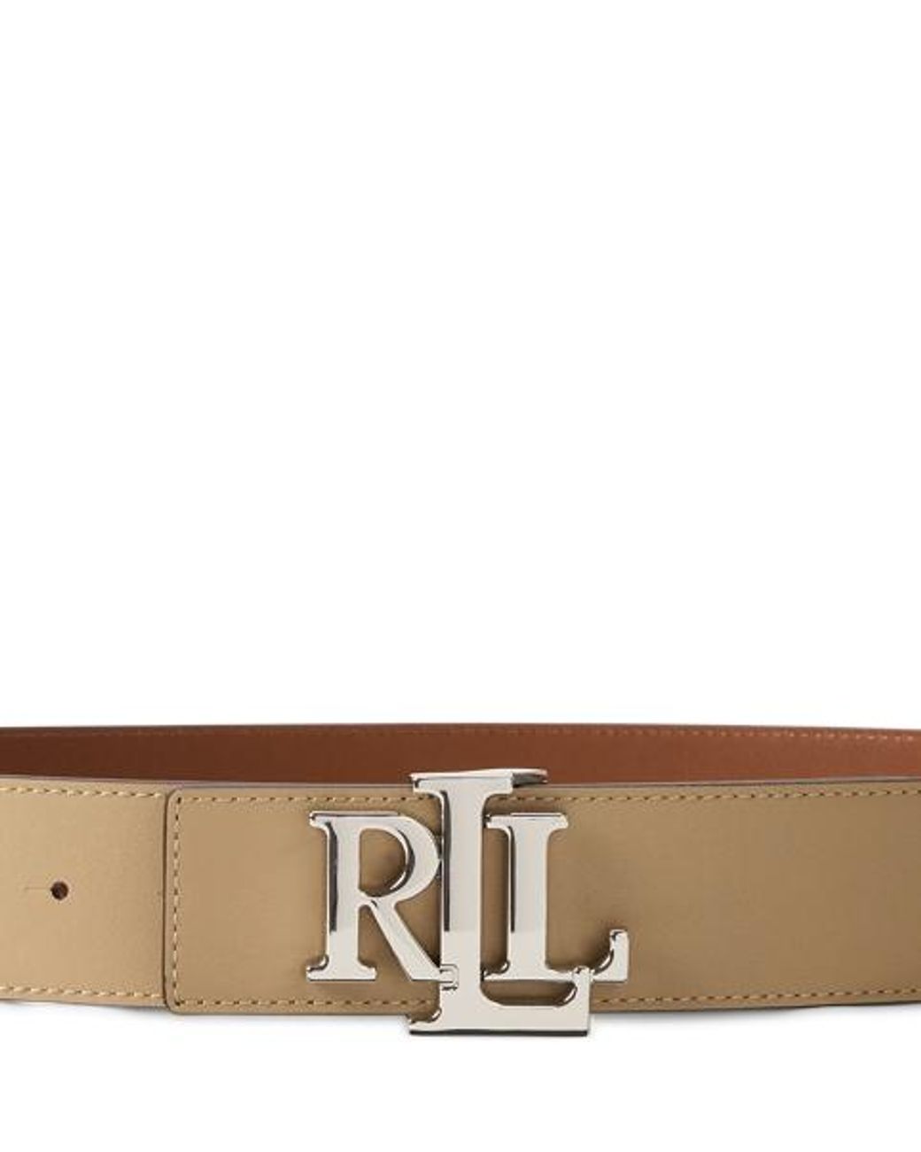 Ralph Lauren Brown Reversible Wide Leather Logo Belt
