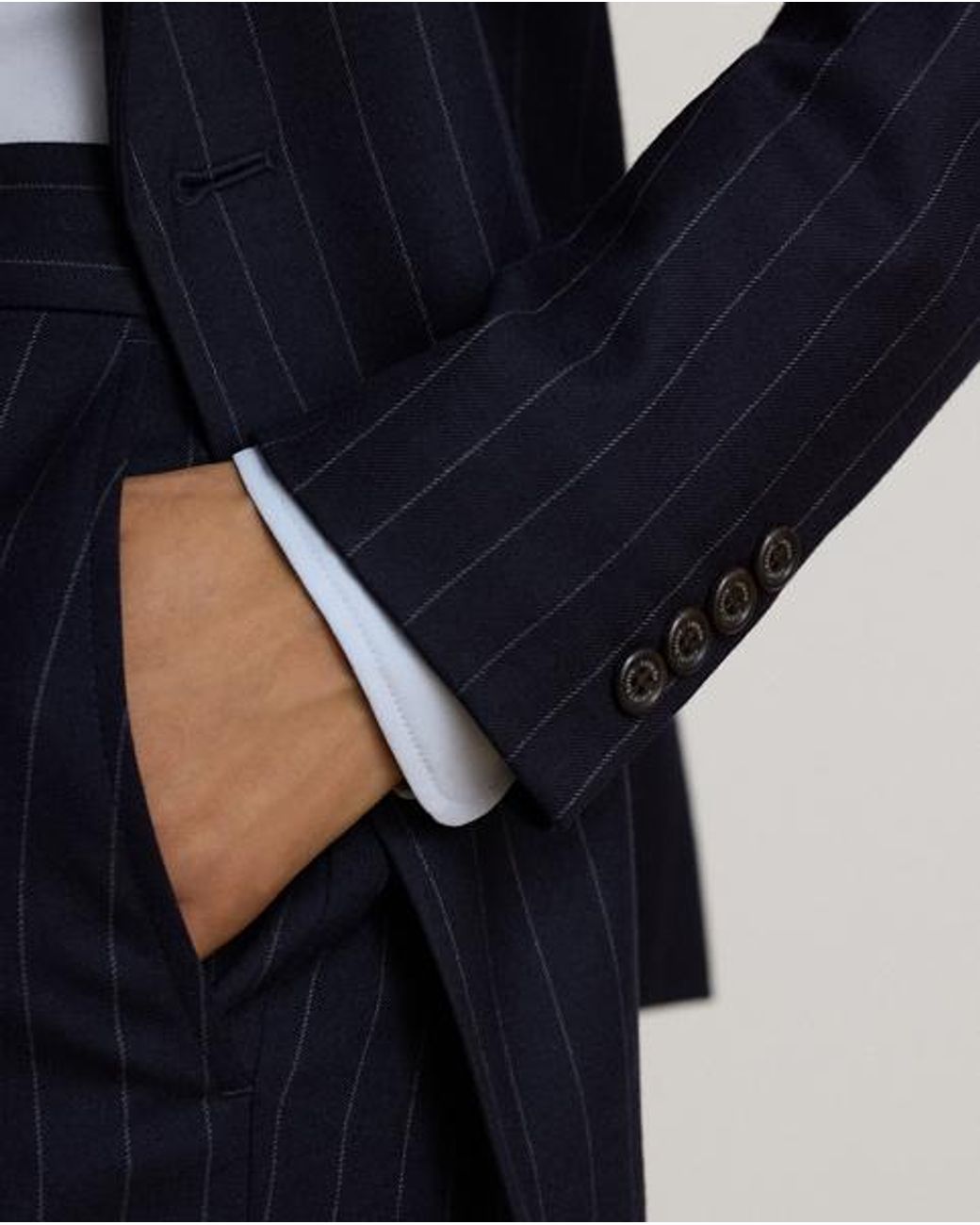 Ralph Lauren Blue Pinstripe Double-Breasted Twill Blazer