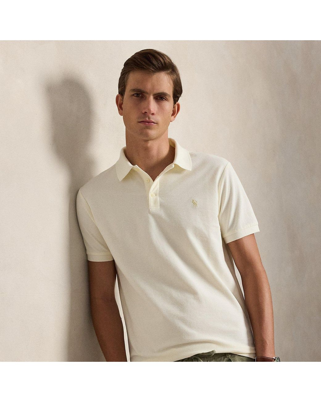 Polo Ralph Lauren Natural Custom Slim Fit Honeycomb-Mesh Polo for men