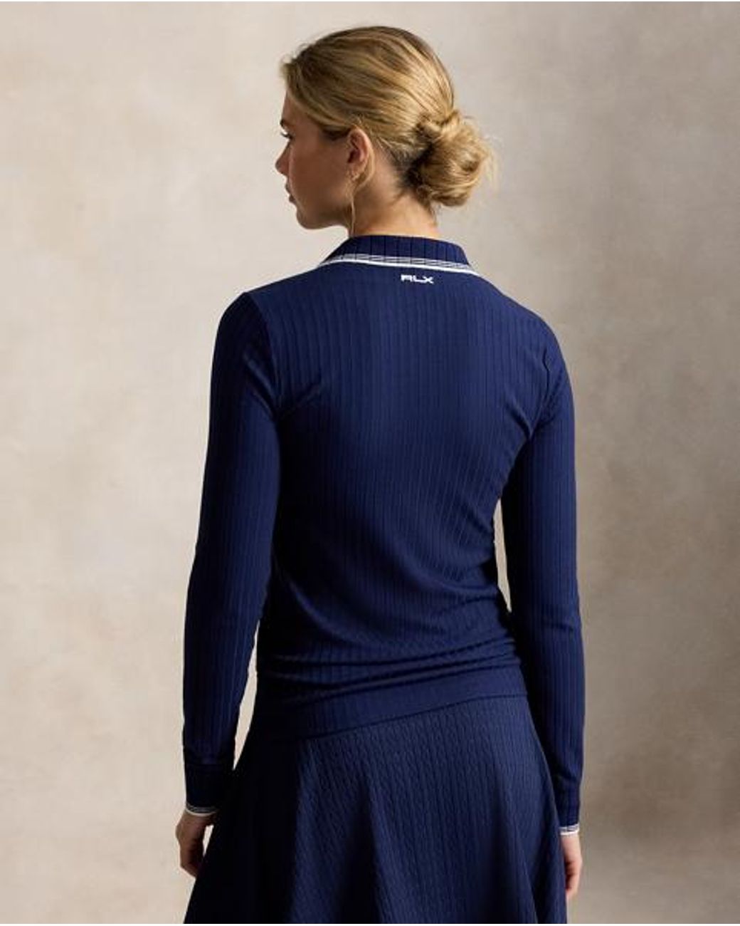 Ralph Lauren Blue Slim Fit Rib-Knit Long-Sleeve Polo Shirt