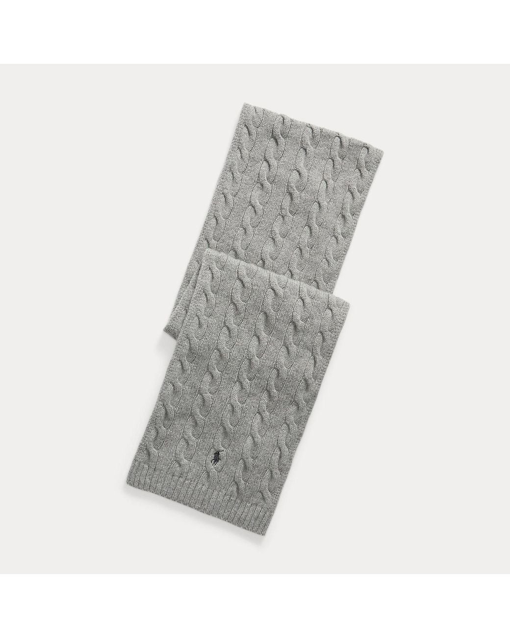 Polo Ralph Lauren Gray Cable-Knit Wool-Cashmere Scarf for men