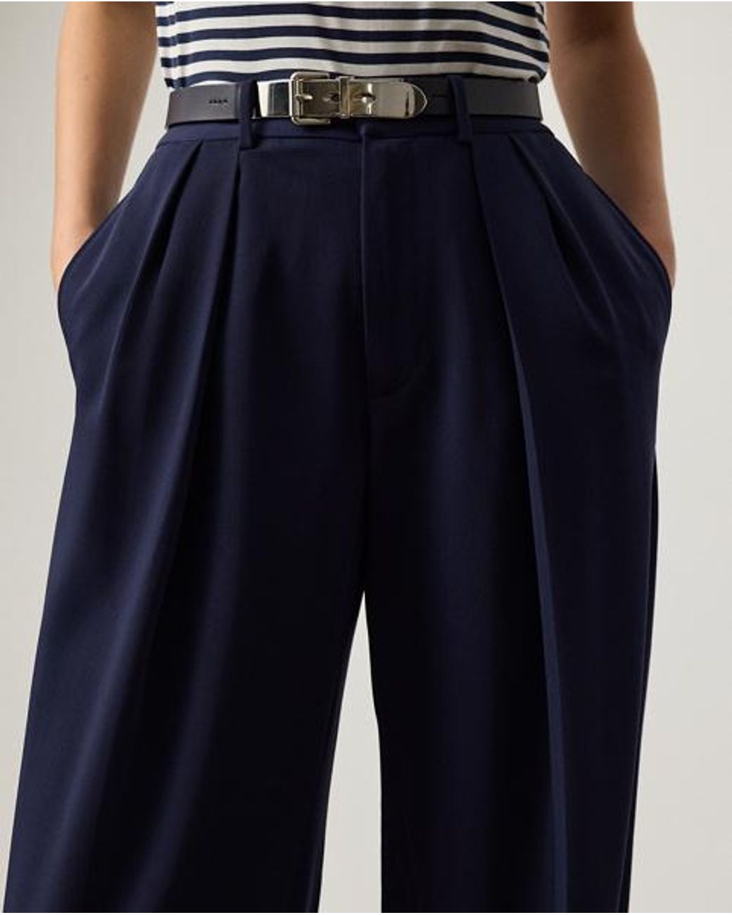 Ralph Lauren Blue Jody Wool Trench Trouser