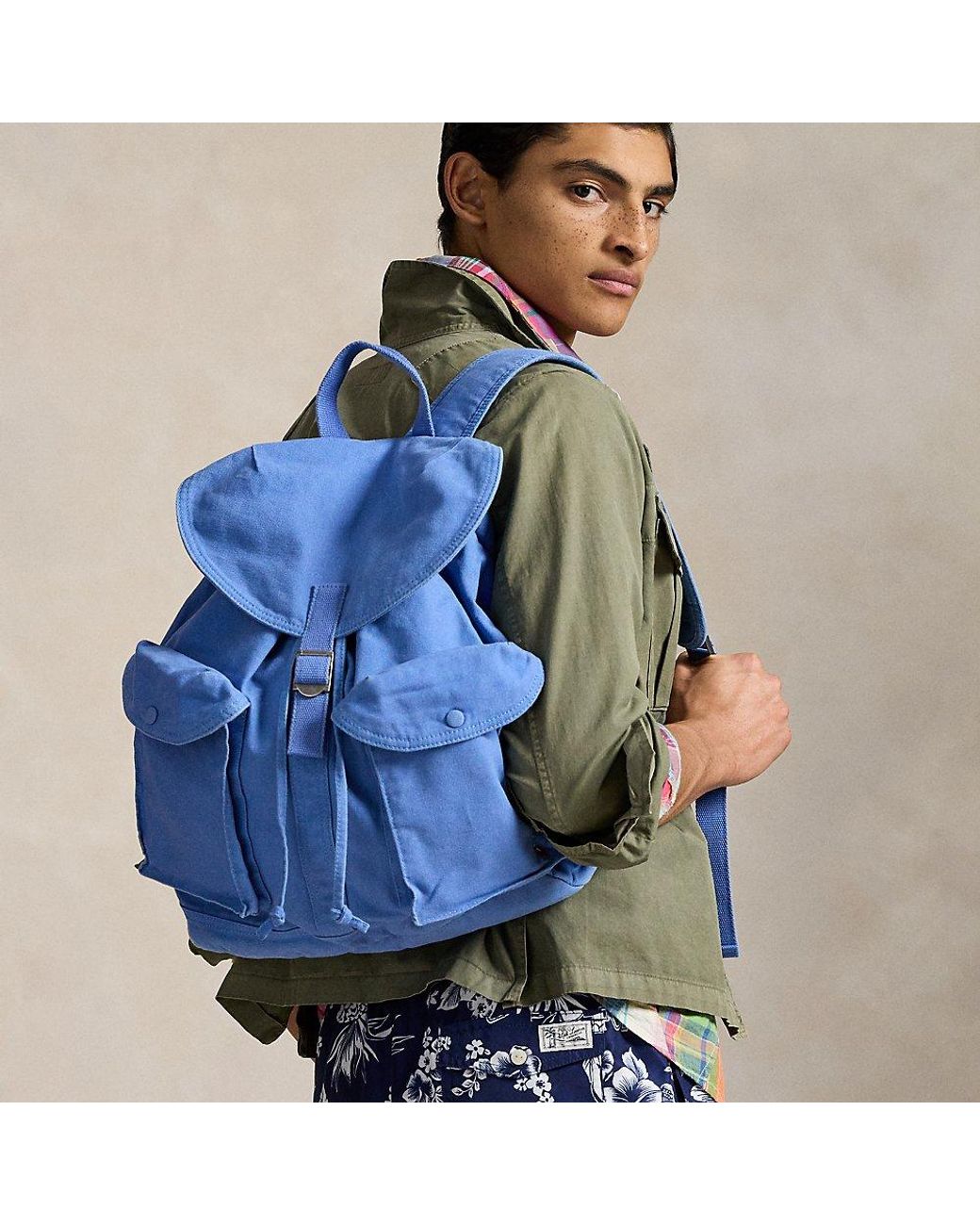 Polo Ralph Lauren Flap-Top Canvas Backpack in Blue for Men  display picture 2