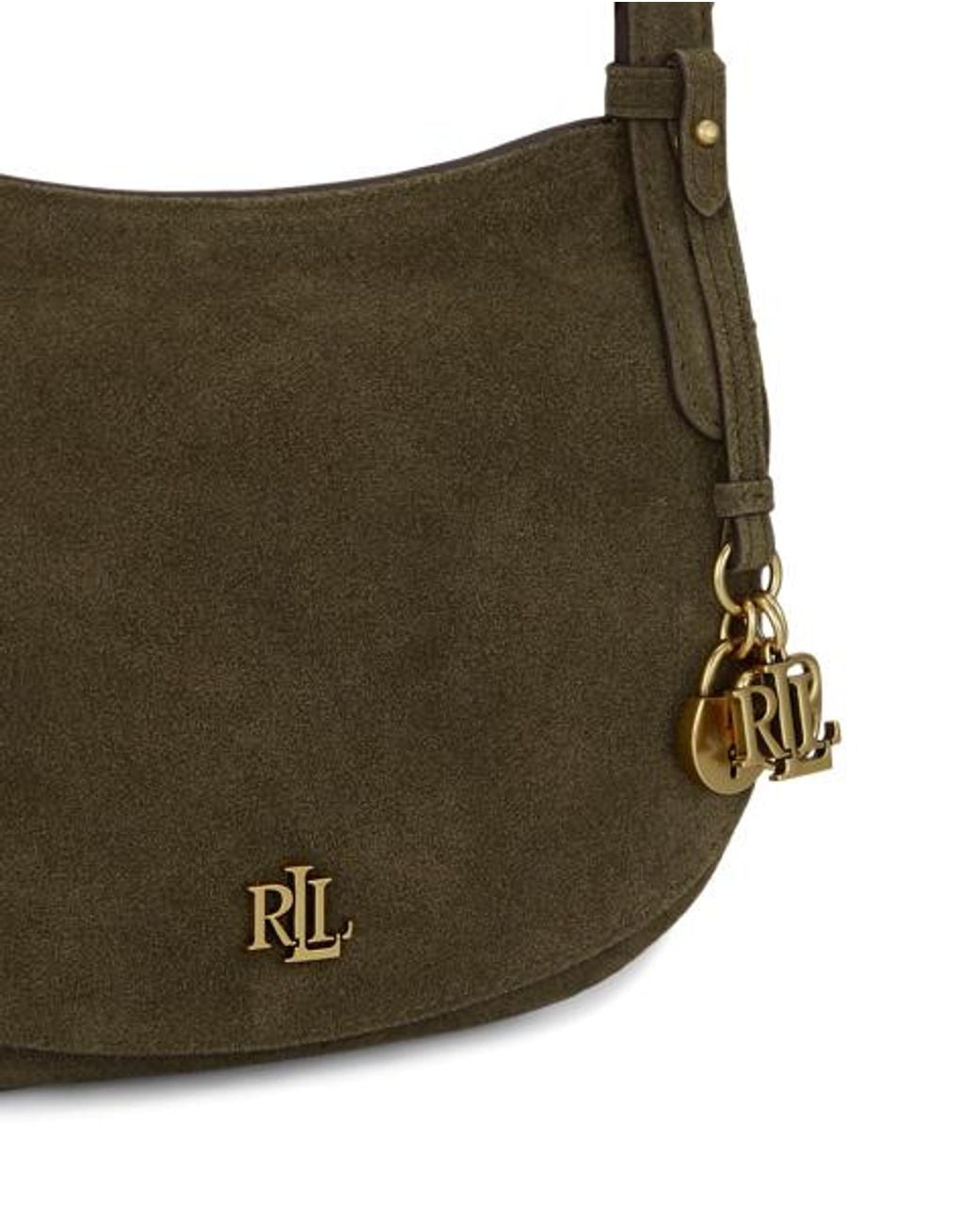 Ralph Lauren Green Medium Marcy Suede Crossbody Bag