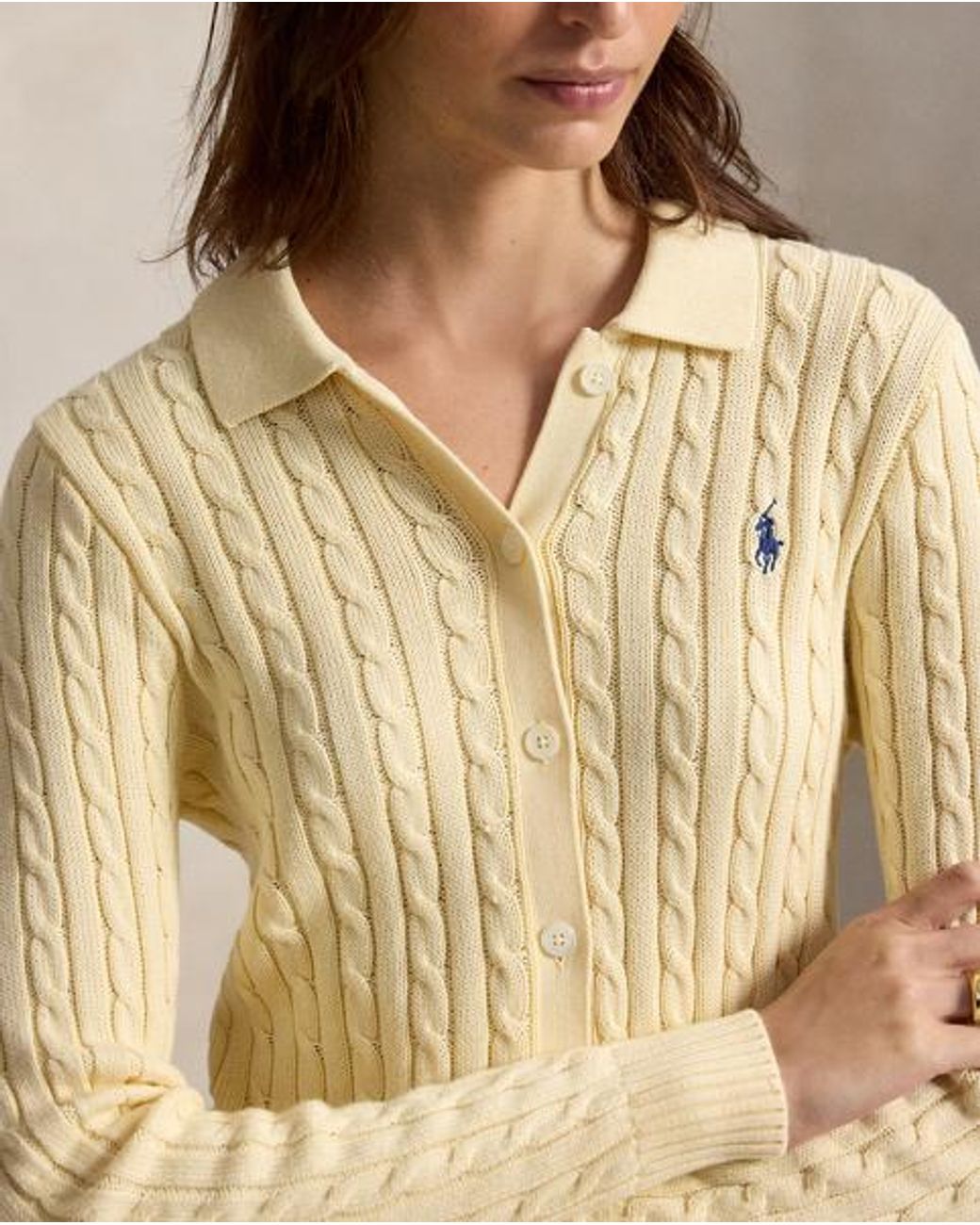 Polo Ralph Lauren Natural Cable-Knit Cotton Cardigan