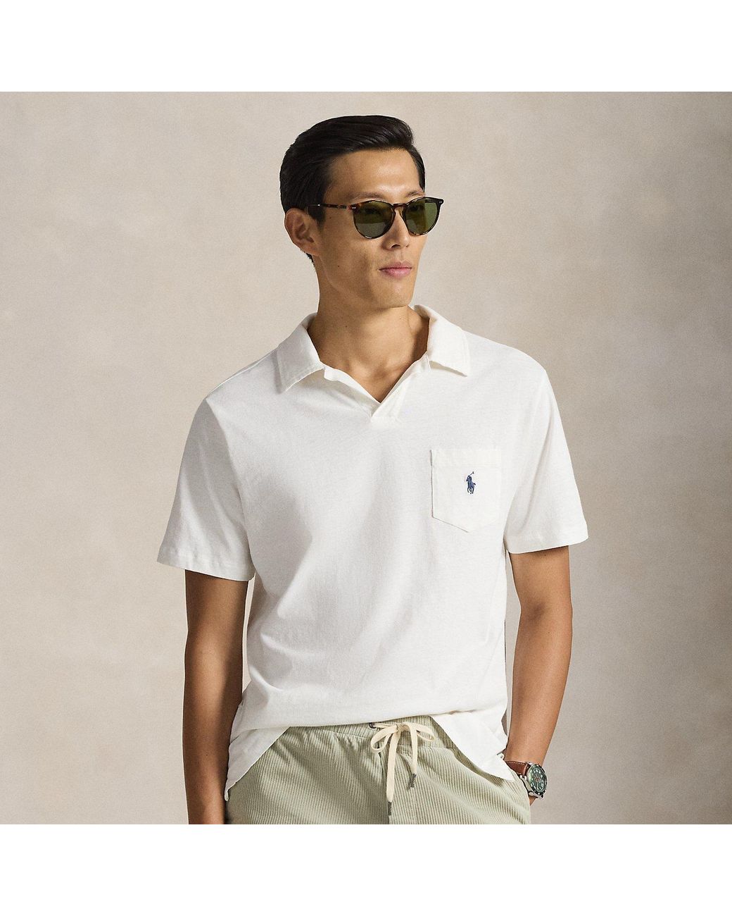 Polo Ralph Lauren Standard Fit Cotton-Linen Polo Shirt in White for Men ...