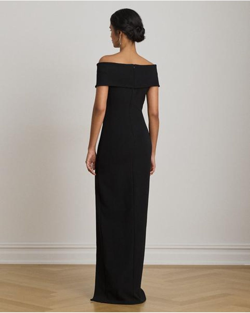 Ralph Lauren Black Faille Off-The-Shoulder Gown