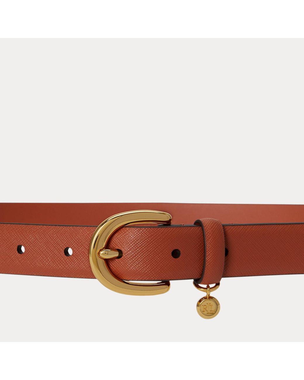 Ralph Lauren Red Charm Crosshatch Leather Belt