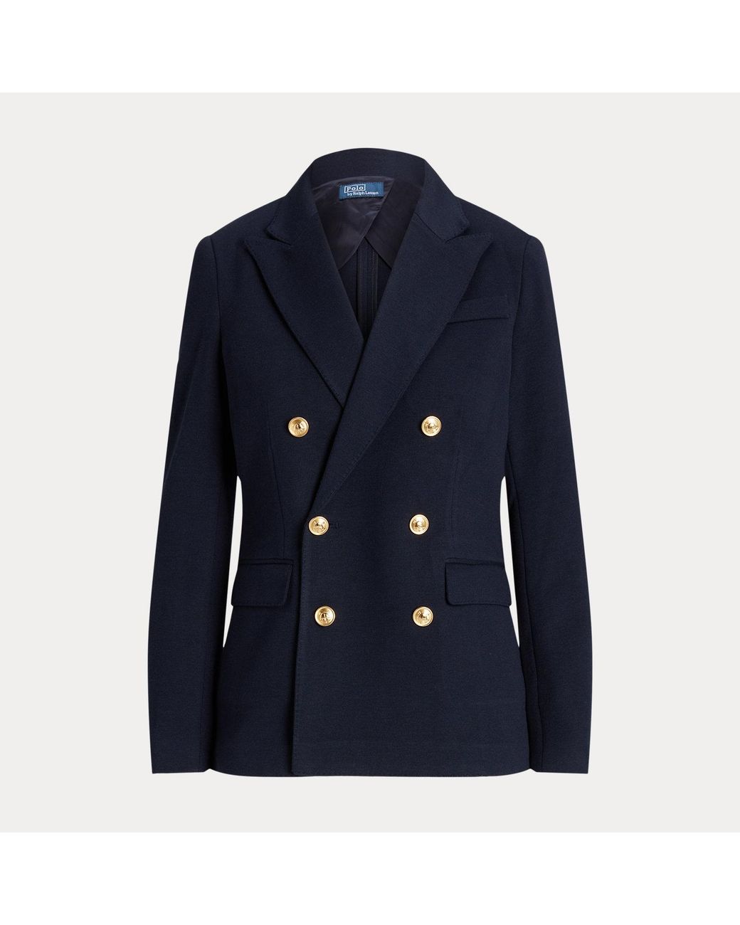 Polo Ralph Lauren Blue Double-Breasted Knit Blazer
