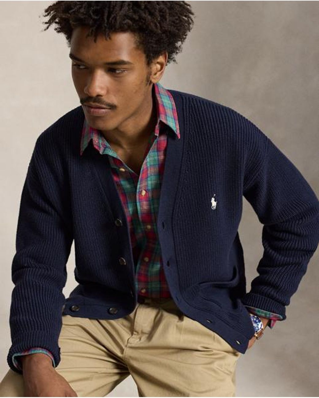 Polo Ralph Lauren Blue Custom Fit Plaid Oxford Shirt for men