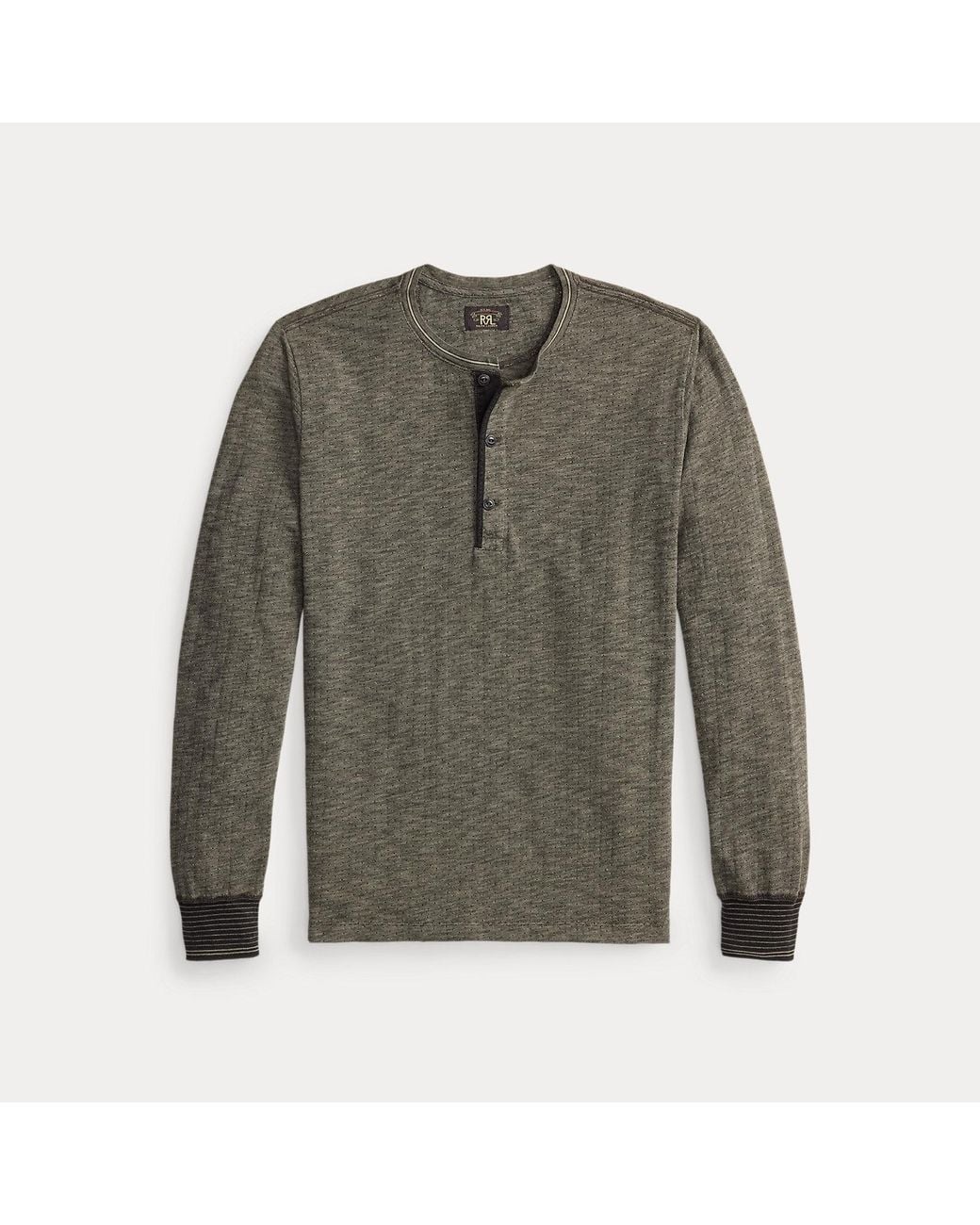RRL Green Jacquard Henley Shirt for men